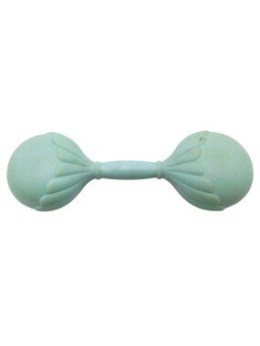 Vintage Blue Plastic Baby Rattle With Dumbell Design Collectible Celluloid MCM